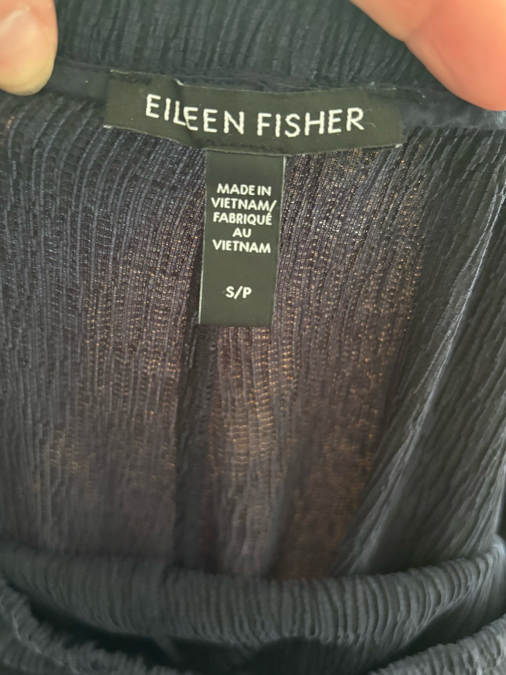 Eileen Fisher Woven Plissé Wide-Leg Pant small petite blue pull on trouser - Picture 7 of 8